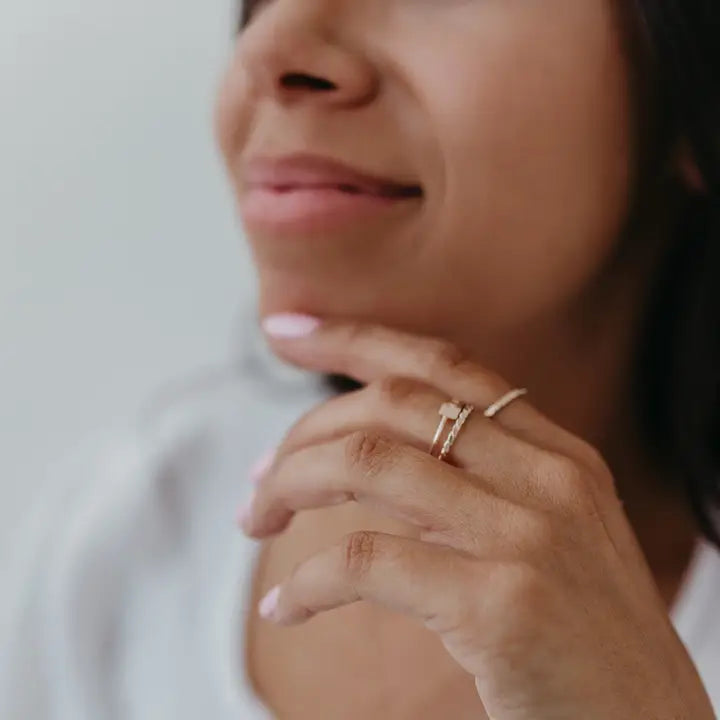 14k Gold Filled, Sterling Silver Stacking Ring - Baguette
