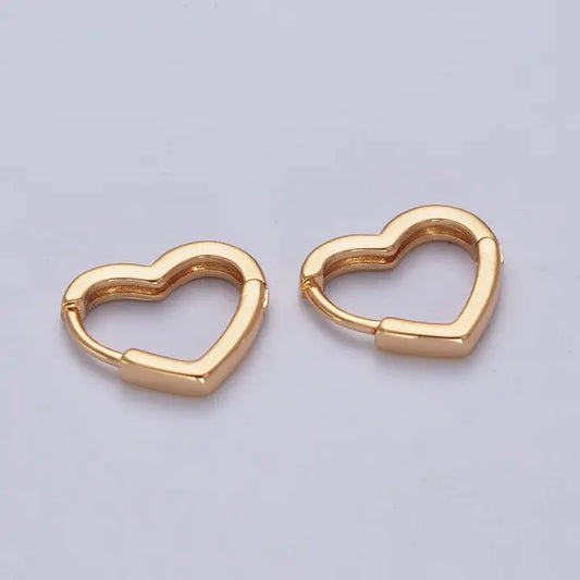 24K Gold Filled Heart Love Cz Huggie Hoop Earrings