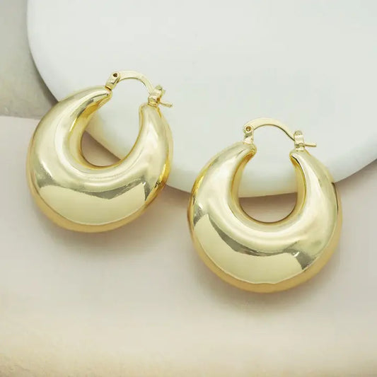 Statement Chunky Geometric Hoop Earrings, Oval Earrings