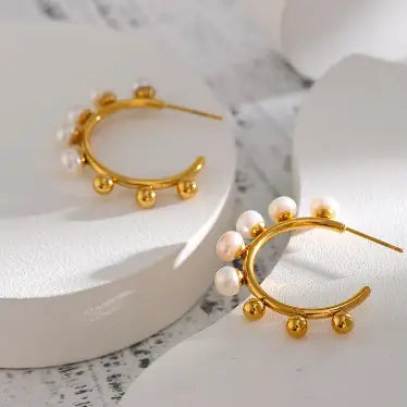 Pearl Hoop Earrings,