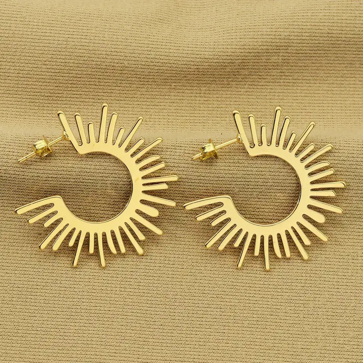 Gold Sunshine Latch Back Closure Earrings