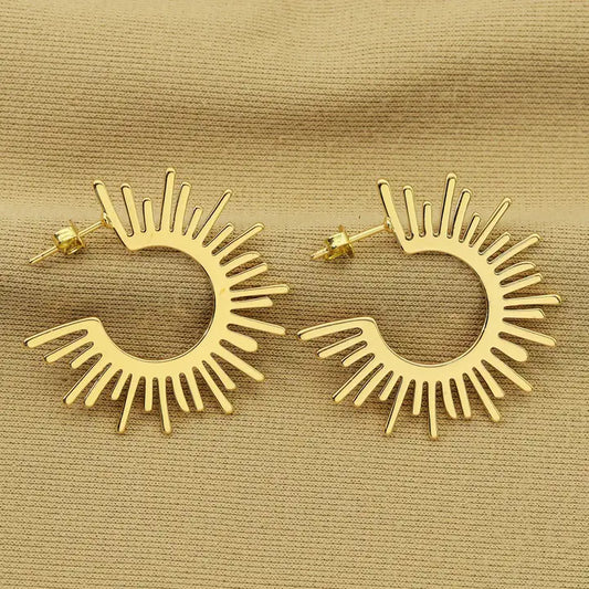 Gold Sunshine Latch Back Closure Earrings