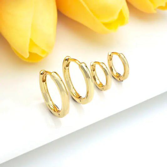 Gold/ Silver Plain Circle Huggie Hoop Earrings
