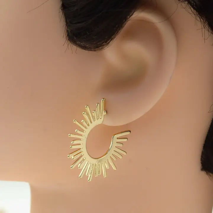 Gold Sunshine Latch Back Closure Earrings
