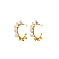 Pearl Hoop Earrings,