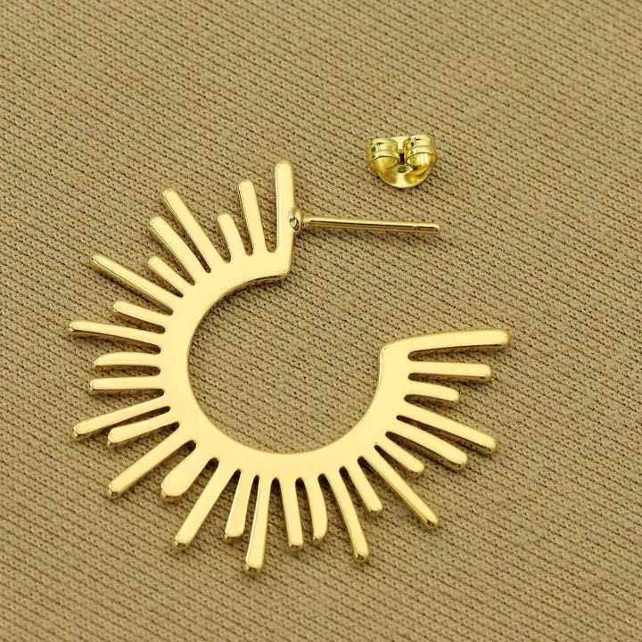Gold Sunshine Latch Back Closure Earrings