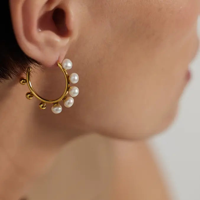 Pearl Hoop Earrings,