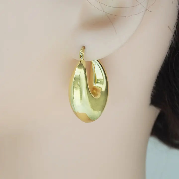 Statement Chunky Geometric Hoop Earrings, Oval Earrings