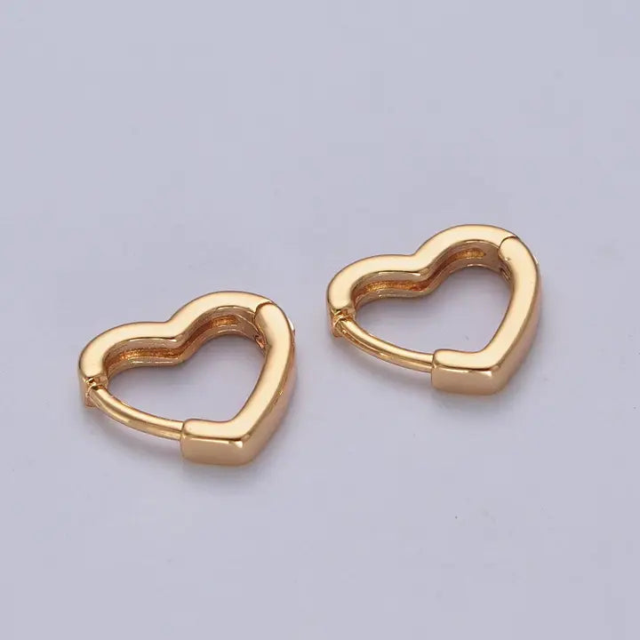 24K Gold Filled Heart Love Cz Huggie Hoop Earrings