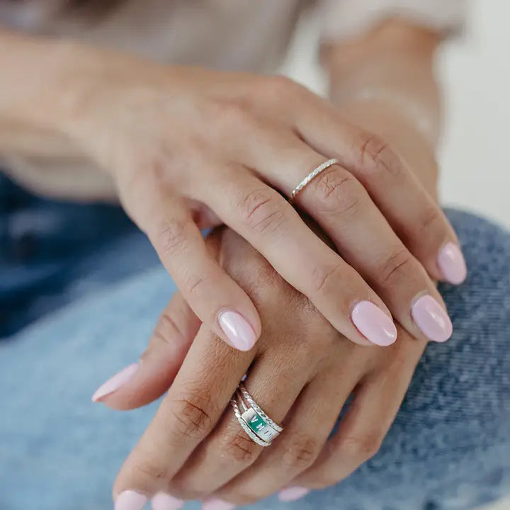 14k Gold Filled, Sterling Silver Stacking Ring - Baguette