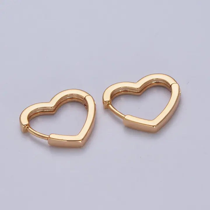 24K Gold Filled Heart Love Cz Huggie Hoop Earrings